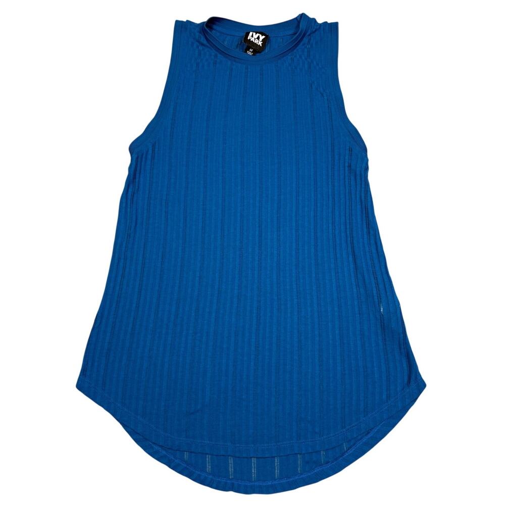 Ivy Park Womens Size M Drop Needle Knit Tank Top Blue